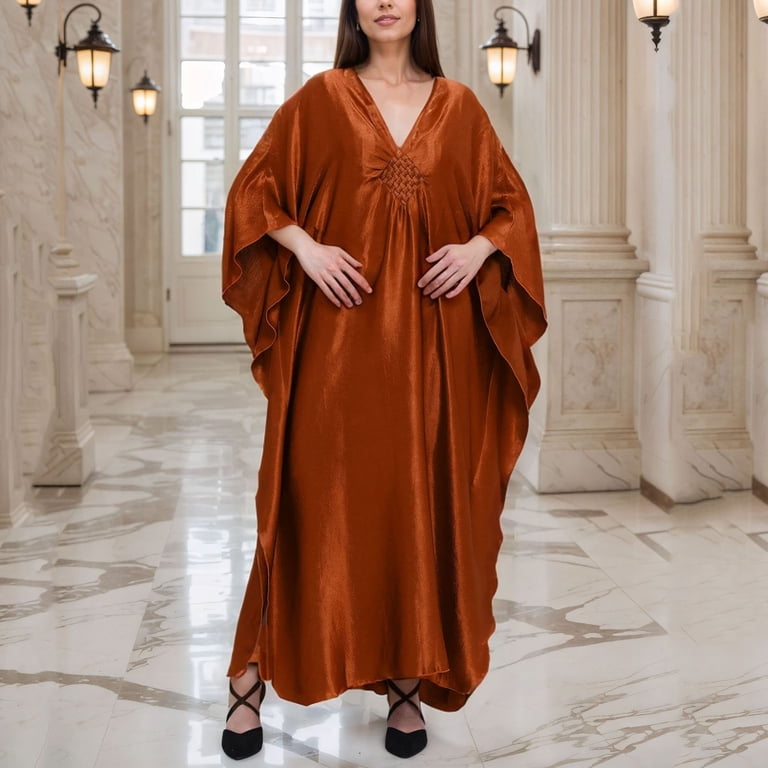 satin caftan dress Leona Satin Caftan Dress L / Magenta