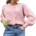 thumbnail image 1 of MKLEKYY Veste d'Hiver pour Femmes, Cardigan à Col Rond et Manches Longues, Pull Tricoté Doux et Chaud, Ouvert devant, Confortable, 1 of 8