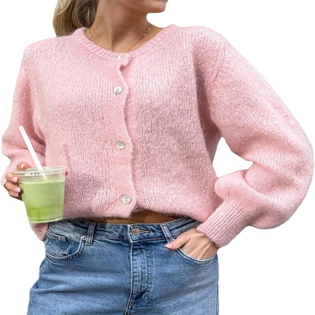 MKLEKYY Veste d'Hiver pour Femmes, Cardigan à Col Rond et Manches Longues, Pull Tricoté Doux et Chaud, Ouvert devant, Confortable