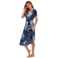 thumbnail image 2 of WBQ Womens Long Nightgowns Soft V Neck Nightshirts Short Sleeve House Dress with Pockets Casual Loose Nightdress Full Length Sleep Shirt,Plus Size S-3XL, 2 of 8