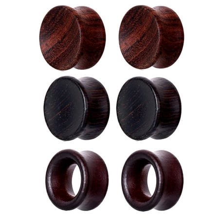 TIANCI FBYJS 3 Pair Concavity Wood Wooden Ear Gauges Earrings Plugs and Tunnels Stretcher Kit Ear Piercing (12mm=1/2\'\')