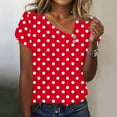 thumbnail image 4 of Generic Polka Dot Shirts for Women Irregular V Neck Casual Short Sleeve Tunic Tshirt Summer Cute Beach Vacation Blouse Tees, 4 of 6
