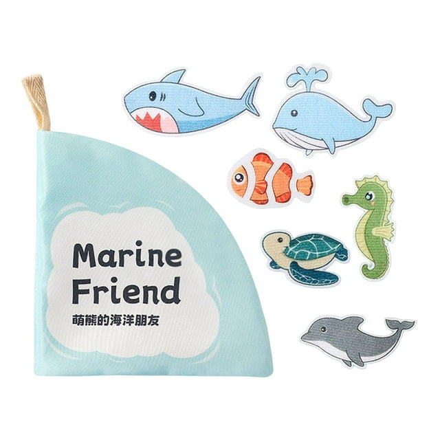 Libro de dibujos animados para niños pequeños, juguete sensorial educativo temprano, juguete de memoria para bebés. amigo marino