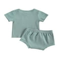 thumbnail image 2 of AMERTEER Baby Summer Set Short Sleeve Solid Color Tops Shorts Set, 2 of 6