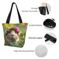 thumbnail image 4 of Pofeuu Flower Crown Guinea Pig Print Women Fashion Shoulder Handbags Top Handle Satchel Bags Tote Shoulder Shopping Bag Stylish Canvas Tote Bag, 4 of 6