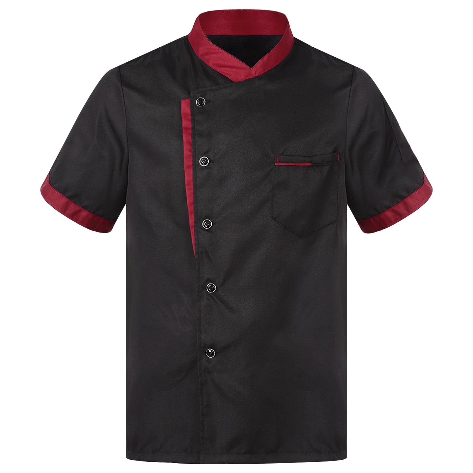 MSemis Men's Short Sleeve Button Chef Coat Jacket Kitchen Cook Shirt ...