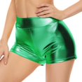 thumbnail image 2 of HSHDLDF Womens Metallic Booty Shorts High Waisted Shiny Rave Bottoms for Dance Festival Costumes, 2 of 5