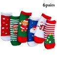thumbnail image 2 of Toddlers Crew Socks Patterned: 6 Pairs Cotton Socks Printed Socks for Christmas, 2 of 10