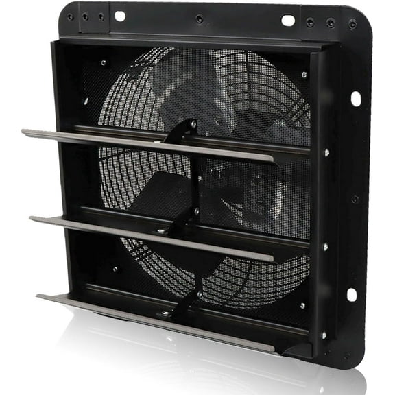 ALL-CARB 10 Inch Wall Mounted Fan Speed 647 CFM Aluminum Blades Shutter for Home Attic Garage Greenhouse Shed Basement with Mesh Screen