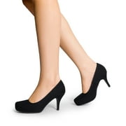 BURUDANI Women's New Classic Elegant Versatile Low Stiletto Heel Dress Platform Pumps Shoes