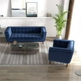 thumbnail image 2 of Kelvin Mid-Century Pillow Back Velvet Sofa and Lounge Chair Set in Blue, 2 of 5