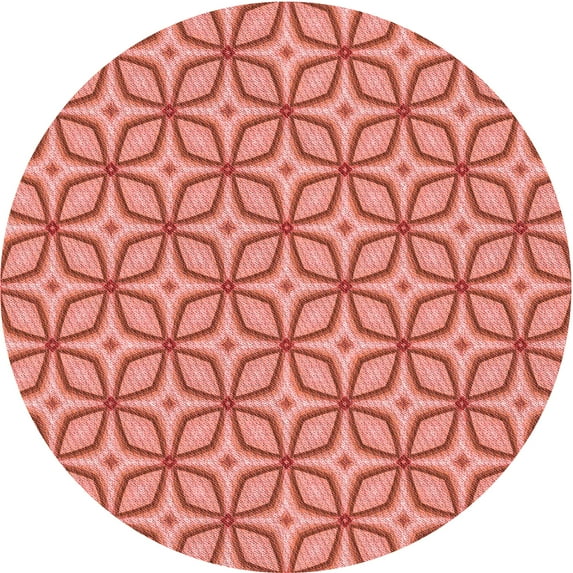 Ahgly Company Machine Washable Indoor Round Transitional Fire Engine Red Area Rugs, 7' Round