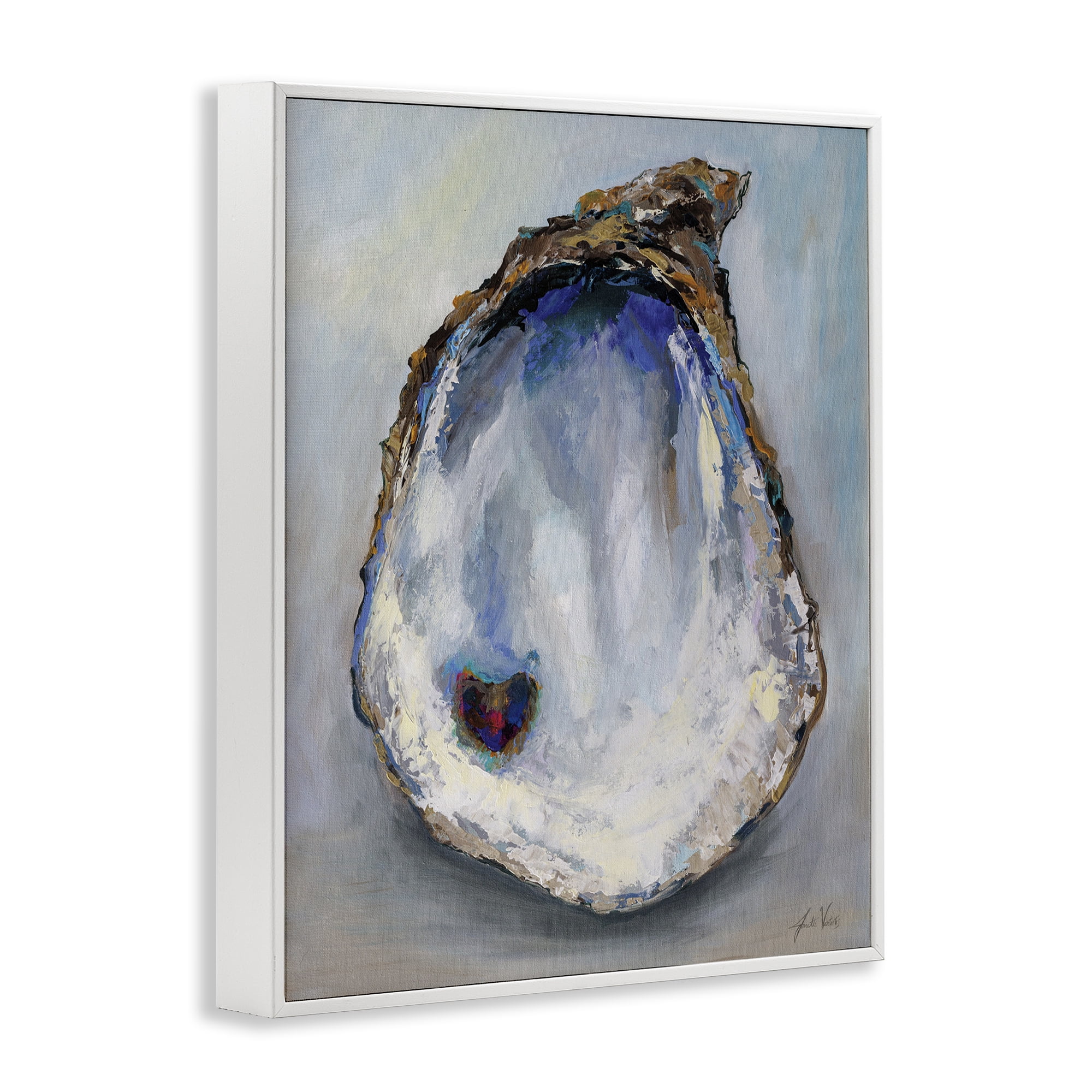 Stupell Industries Organic Oyster Shell Animals & Insects Painting White Framed Art Print Wall Art, 16 x 20