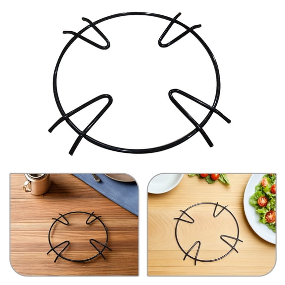Cast Iron Wok for Gas Stove Burner, Anti-Skid Pot Holder Rack Compatible with 4 Racks and Gas Hob Pot Stand