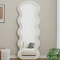 thumbnail image 6 of Floor Mirror, Wavy Full Length Mirror with Flannel Fabric, Large Standing Mirrors, 63"x24" Full Body Large Wall Mirrors, Freestanding, Wall Mounted, Flannel Frame, Perfect for Bedroom, Living Room, 6 of 7