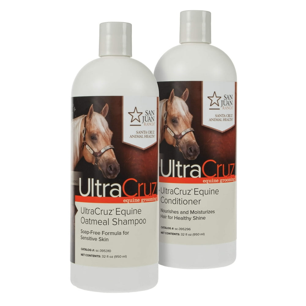 UltraCruz Equine Oatmeal Horse Shampoo and Conditioner Bundle, 32 oz
