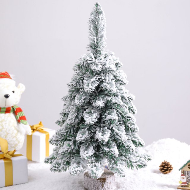 UsRHHA Christmas Flocking Christmas Tree Home Snow Scene, Desktop Scene Layout Ornaments Decorations, Winter Village Display