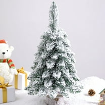 Taicans Artificial Christmas Tree Mini Snow Flocked Green Tabletop Xmas Tree 23.6in with Wooden Base for Home Decor,Small Christmas Tree for Desk,Holiday Decorations