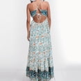 thumbnail image 3 of Gibobby Vestido largo de verano para mujer Vestido holgado informal informal con cinturón de flores y cinturón Halter de verano para mujer(Azul,M), 3 of 5