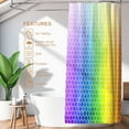 thumbnail image 6 of Colored Geometric Shower Curtain, Rainbow Shower Curtain for Bathroom with 12 Hooks, Polyester Textured Fabric Washable Shower Curtains Sets Decorative Waterproof Kids Bath Curtain, Rainbow, 6 of 6