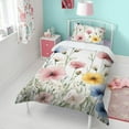 thumbnail image 4 of Floral Watercolor Painting Duvet Cover and Pillowcase Set for Single Bedding, Bedroom Accessories for Kids Teens, 4 of 5