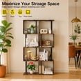 thumbnail image 4 of 4-Tier S-Shaped Bookcase, Geometric Bookshelf, Wooden Storage Display Shelf for Living Room, Bedroom and Home Office,Brown, 4 of 10