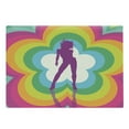 thumbnail image 1 of 70s Party Cutting Board, Vibrant Colorful Flowers with Dancing Woman Silhouette on Retro Design Backdrop, Decorative Tempered Glass Cutting and Serving Board, Large Size, Multicolor, by Ambesonne, 1 of 1