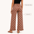 thumbnail image 3 of Aezemi Women Ruffle Jean Pants Dots Printed Button Elastic Waist Fashion Barrel Curved Leg Trendy Jeans Summer Spring Outdoor Streetwear Ruched Hem Trousers with Pockets L, 3 of 9