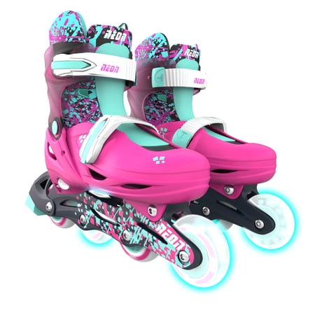 Neon Cyber Inline Skates Pair Size 3-6 - Pink/Green Unisex (Age 8 years)