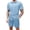 Light Blue, variant on Summer Outfits for Men Big and Tall Button Down Waffle Shirts Short Sleeve Outfits Vacation 2 Piece Sets