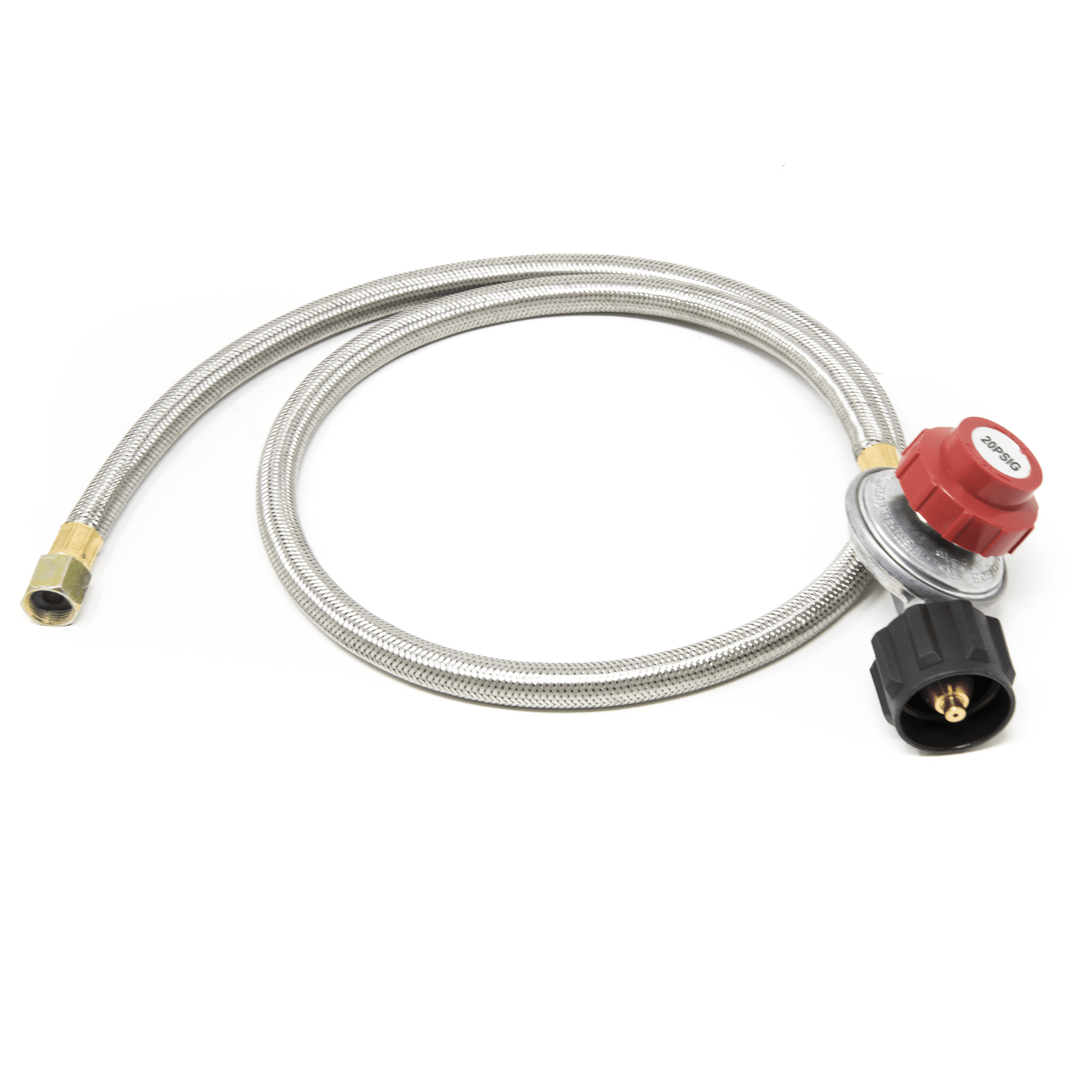 GAS ONE 2113 QCC-1 Type Hose-Works with Newer U Gas One 4FT High Pressure Propane 0-20 PSI Adjustable Regulator with 4, Steel Braided