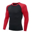 thumbnail image 4 of Awwp Mens Tops Men's Guard Long Sleeves Quick Drying Splice Compression Swim Shirts Round Neck Pullover T Shirt Red XL, 4 of 4