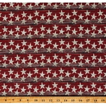 Cotton Sweet Land of Liberty Woodgrain Stars Patriotic USA Red Cotton Fabric Print by the Yard (21661-RED-CTN-D)