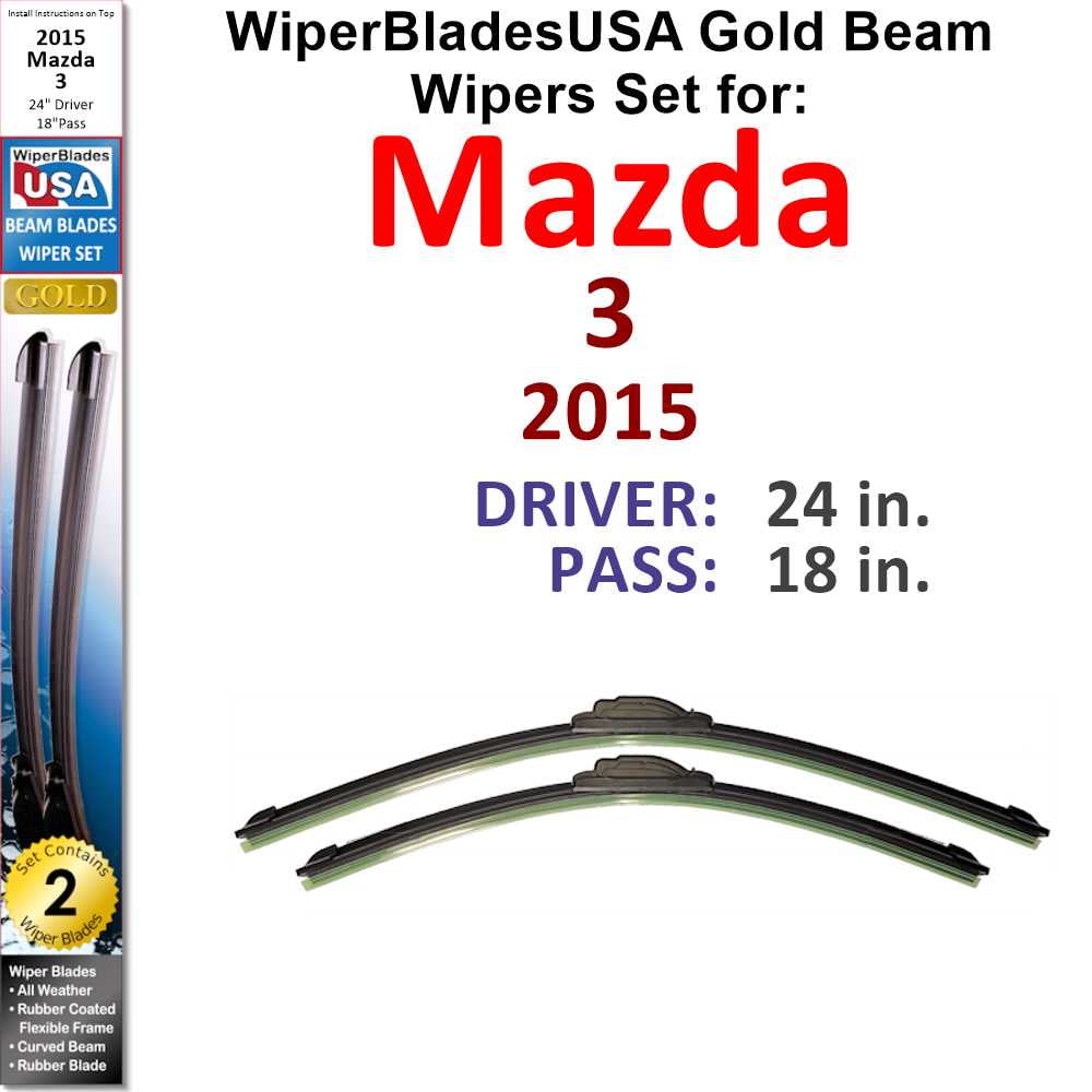 2015 Mazda 3 Beam Wiper Blades Wipers WBUSA (Set of 2)