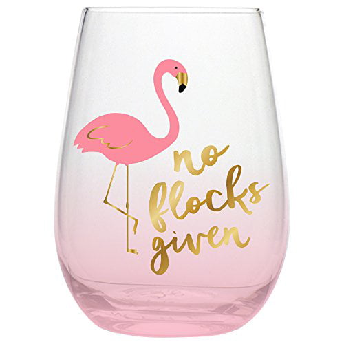 Zero Flocks Given Bird Gifts for Men & Women Funny Flamingo Whiskey Rocks Glass Fun Whisky Tumbler Decor 