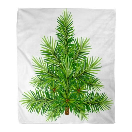 KDAGR Flannel Throw Blanket Branch Evergreen Green Christmas Pine Tree White Small Coniferous Soft for Bed Sofa and Couch 50x60