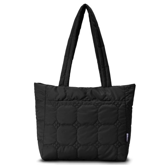 Qulited Puffer Tote Handbag Stylish Tote Bag for Women Single Shoulder Bag with Handle - Stylish and Lightweight Minimalist Chic Work Commute, Black