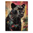 thumbnail image 3 of Designart "Popart Black Pink Panther portrait" Animals Print on Natural Pine Wood, 3 of 5