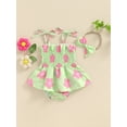 thumbnail image 4 of Suealasg Baby Girl Romper Dress Sleeveless Tie-up Flower Print Bodysuits Dress + 3D Bow Headband 6M 12M 18M 24M Newborn Girls Summer Beach Clothes, 4 of 9