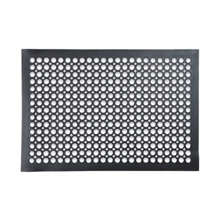 Backyard Expressions 24" x 36" Outdoor Rubber Drainage Mat, Heavy Duty Non Slip Floor Mat with Holes, Indoor Outdoor Door Mat for Entryway, Patio, Garage, Kitchen, Pool & Wet Areas, Black