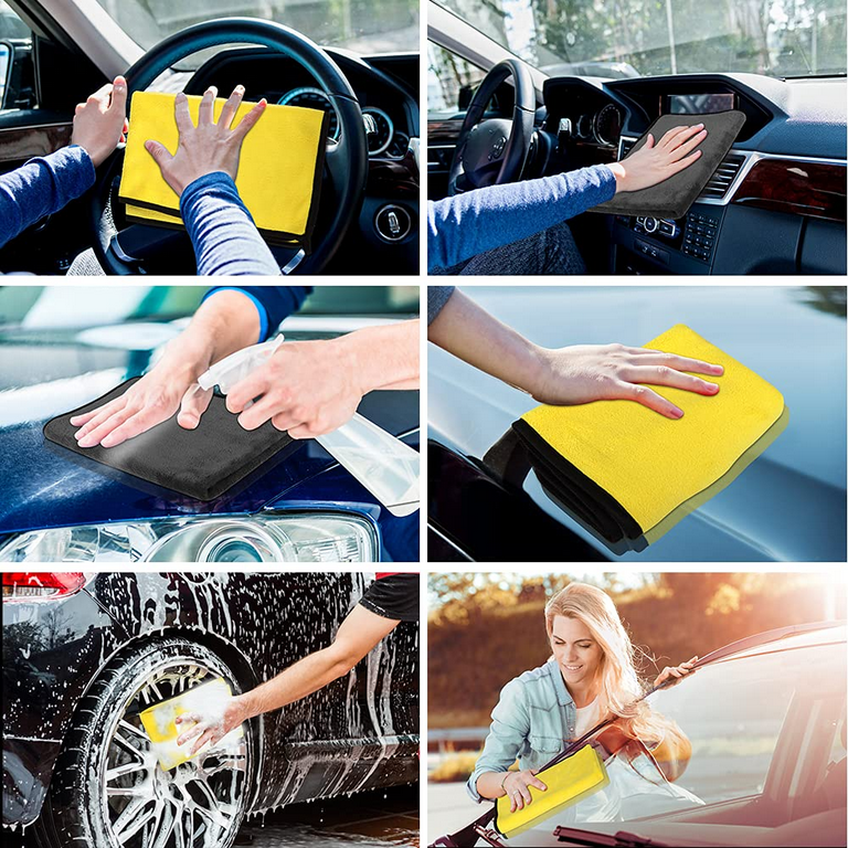 Lasyman Microfiber Towels for Cars-Extra Thick Car Drying Towel ，Absorbent  Car Wash Towels/Rags，Micro Fiber Clothes for