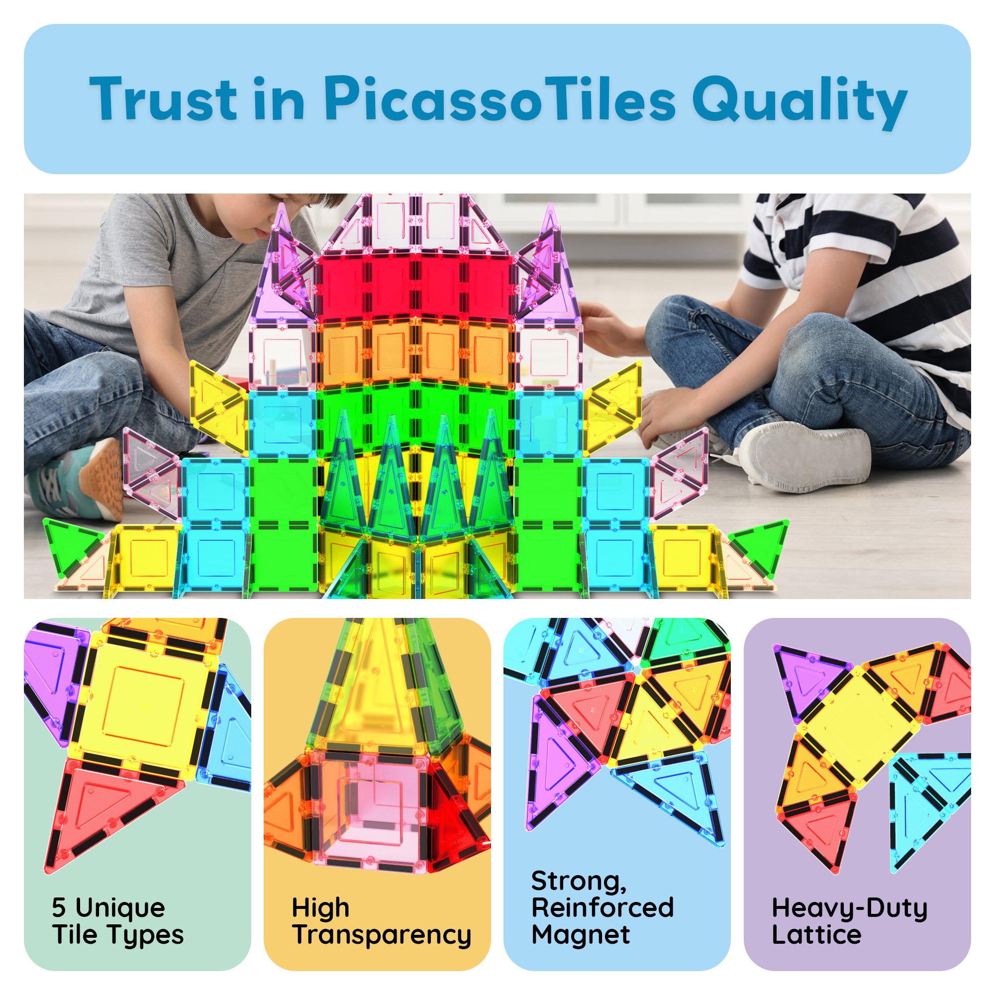 PICASSO TILES 101-Piece Magnetic Building Blocks Set photo 6