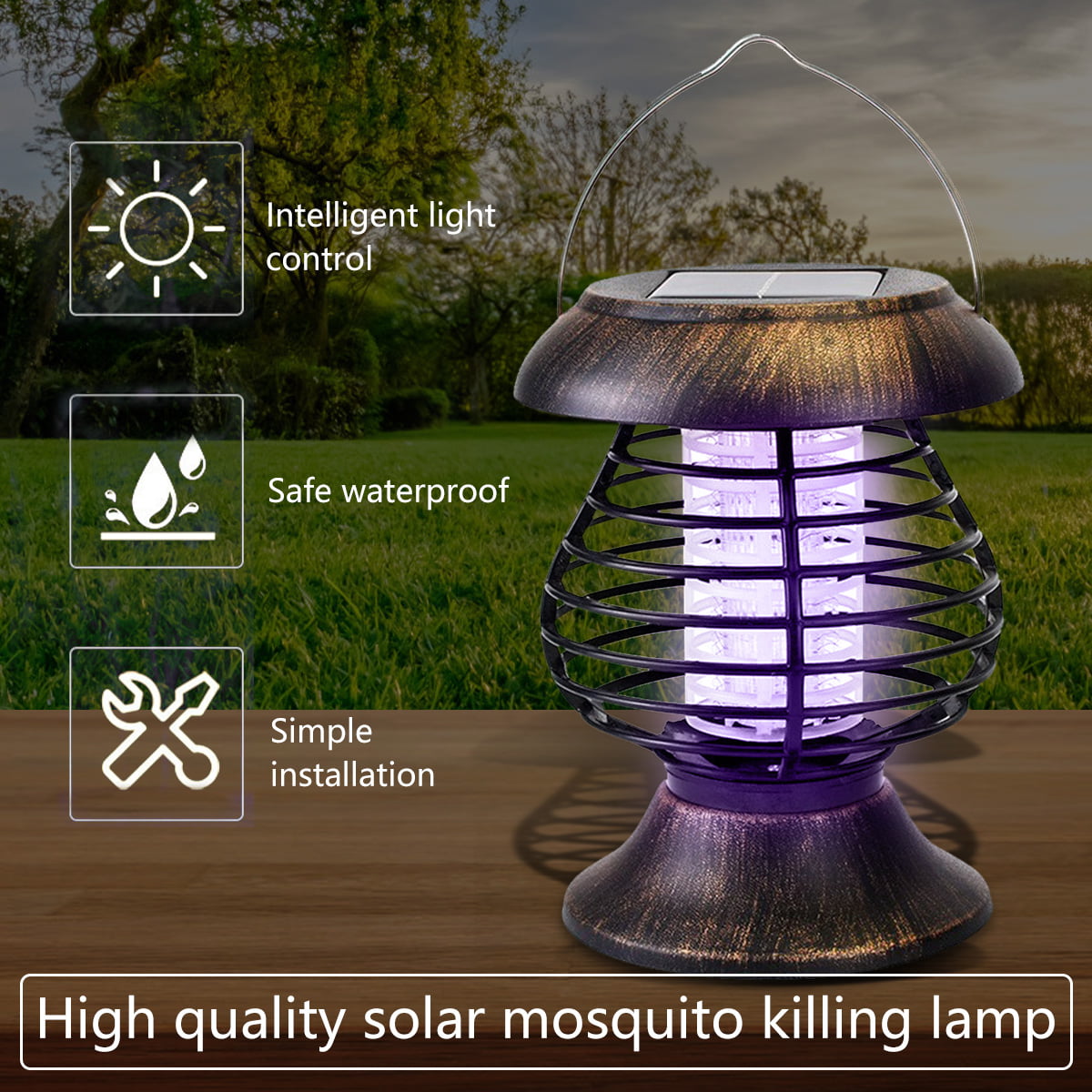 Bug Zapper Mosquito Zappers Killer Solar Powered Electric Fly Zapper Light with Camping Lantern Waterproof USB Rechargeable Fly Killer for Indoor Outdoor 