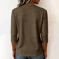thumbnail image 4 of Womens Crew Neck 3/4 Sleeve Tops Casual T Shirts Fall Loose Fit Dressy Plain Basic Tops L, 4 of 4