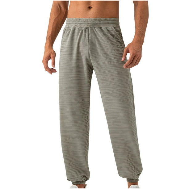 Pantalones largos para hombre, casuales, a la moda, con bolsillos, elásticos en los tobillos, color liso, cintura elástica, pantalones deportivos para hombre.