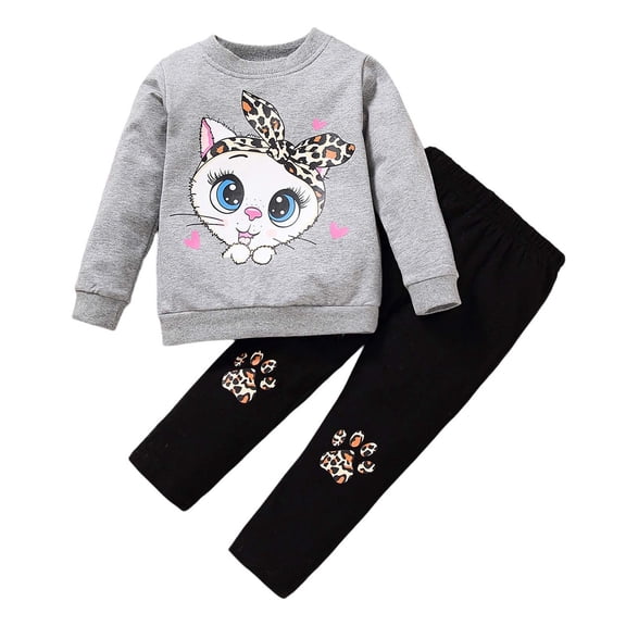 Odeerbi 18M-6Y Toddler Girls Outfits Long Sleeve Sweatshirt Leggings Two-piece Set Casual Loungewear Toddler Girls Clothes
