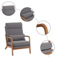 thumbnail image 3 of Wooden Accent Chair, Reading Armchair with High Back, Inclined Wood Legs and Lumbar Pillow, Upholstered Living Room Chairs for Bedroom, Lounge, Gray, 3 of 8