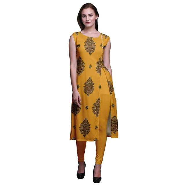Bimba Kurti d'Été Sans Manches Imprimé Tunique Droite Robes pour Femmes