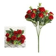 thumbnail image 6 of ZOELNIC Rose Flower Bouquet Artificial Flowers Wedding Decoration 11 Heads Silk Flowers Fake Roses Flores Home Decor Bunch, 4PACK Red, 6 of 7