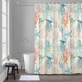 thumbnail image 5 of Teal Jellyfish Starfish Shower Curtains for Bathroom, Summer Beach Coral Shell Retro Washable Fabric Shower Curtain with Hooks Waterproof Bathroom Decor Sets, 66 x 72 Inches, 5 of 9